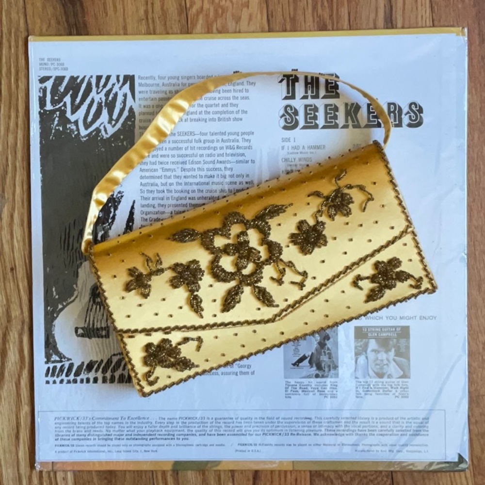 Hand beaded Gold Floral Women's clutch